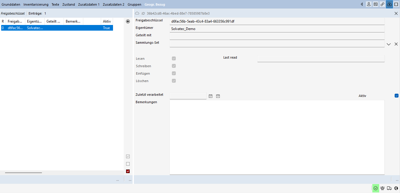Zuordnung des primären Freigabeschlüssels