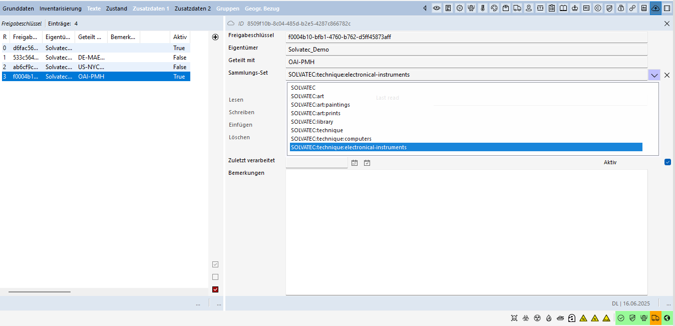 Festlegung des Sets bei der Veröffentlichung