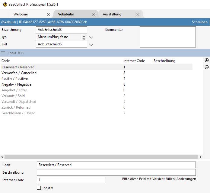 Deaktivierung von Codelisten-Einträgen