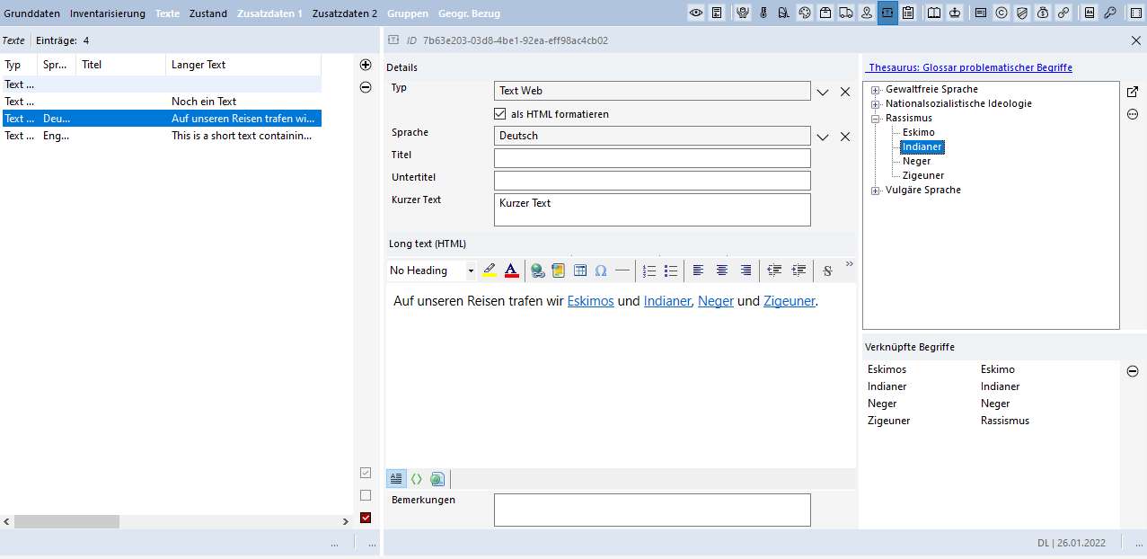 Verknüpfung von HTML-Texten mit hierarchischem Vokabular